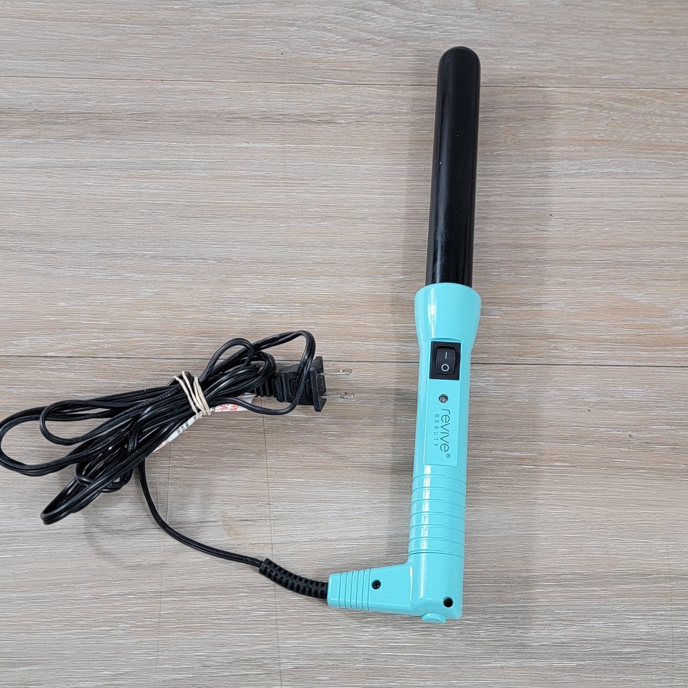 Revive Beauty RE2491 Ceramic Curling Wand Turquoise Black 47W Hair Styling Tool